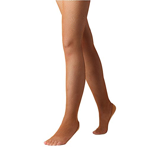 DANCEYOU Profesional Calcetines de Rejilla Medias Pantimedias Fishnet tights Baile Pantyhose Cubrir le pie para Niña y mujer Marrón L/XL