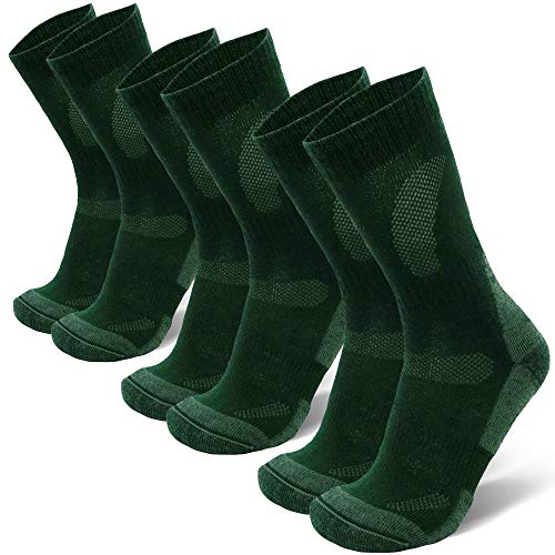 DANISH ENDURANCE Calcetines de lana merino para senderismo y caminar, 3 paquetes, para hombres, mujeres y niños, Trekking (verde bosque, EU 43-47 // UK 9-12)