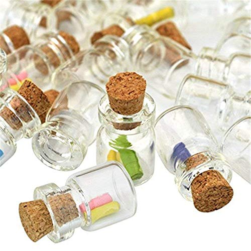 Danmu Art - 50 botes de cristal pequeños con tapones de corcho (1 ml, 11 mm x 22 mm)