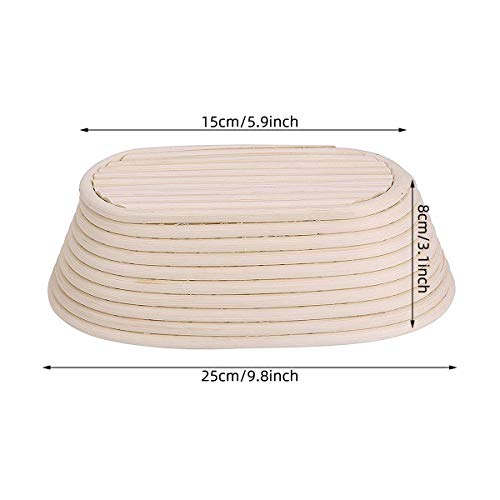 Danolt Oval Cesta de Prueba de Pan,Cesta de Prueba Banneton Brotform Cuenco de Ratán para Masa,Forro de Tela,26×15×8 cm(hasta 600g)