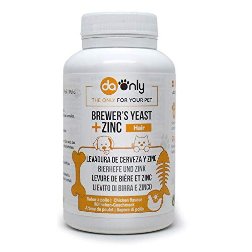 DAONLY Levadura de Cerveza + Zinc + Vitamina E para Perros y Gatos. Suplemento Nutricional para el Pelo, la Piel y Las Uñas de tu Mascota. Fuente Natural de vitaminas B.