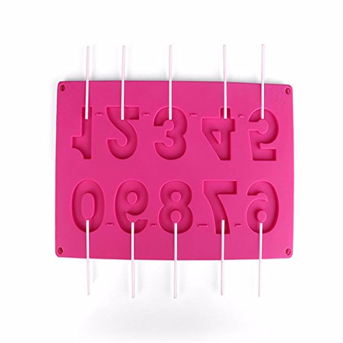 Da.Wa - Molde de silicona con forma de números para decoración de fondant, para chocolate, hornear, etc., color al azar