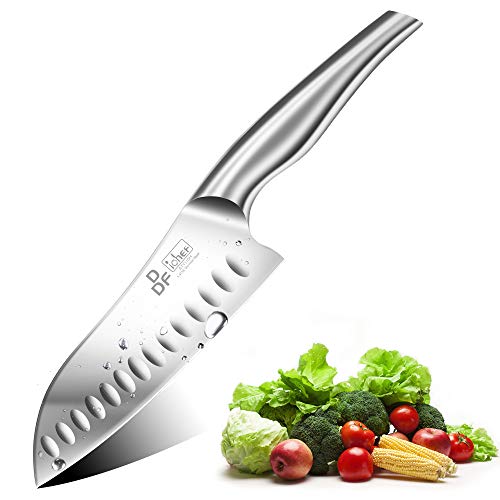 DDF iohEF Cuchillo de Cocina Profesional, Cuchillo Santoku de 16,5 cm, Cuchillo de Chef Japonés en Acero Inoxidable de Alto Carbono Alemán con Mango Ergonómico Cómodo (Espiga Completa)