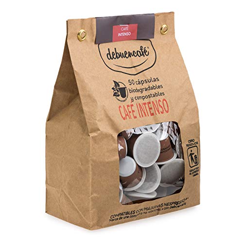 debuencafé. 50 Cápsulas Compostables de Café Ecológico Intenso. Compatibles con Nespresso ®