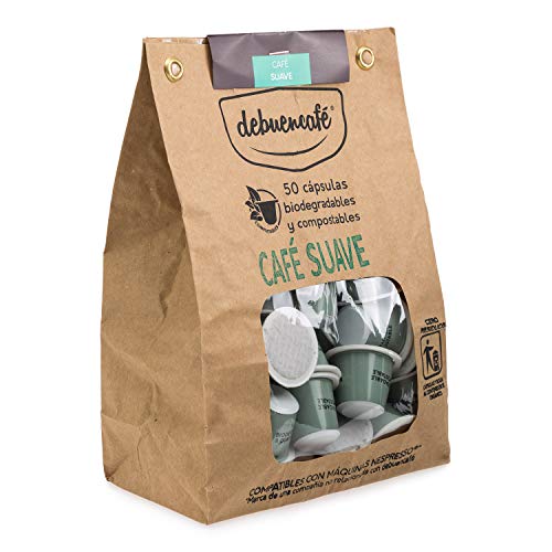 debuencafé. 50 Cápsulas Compostables de Café Ecológico Suave. Compatibles con Nespresso ®