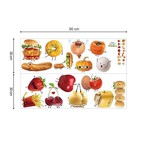 decalmile Vinilos Cocina Comida Emoji Pegatinas de Pared para Cocina Infantiles Bebés Ventanas