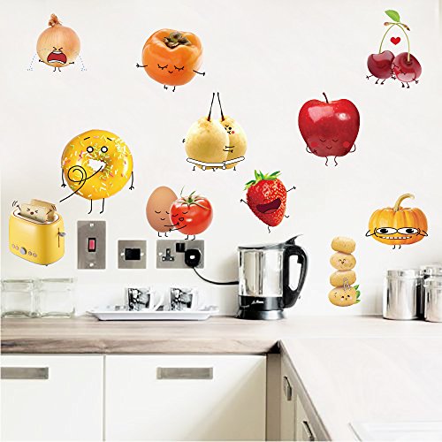 decalmile Vinilos Cocina Comida Emoji Pegatinas de Pared para Cocina Infantiles Bebés Ventanas