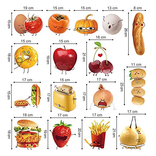 decalmile Vinilos Cocina Comida Emoji Pegatinas de Pared para Cocina Infantiles Bebés Ventanas