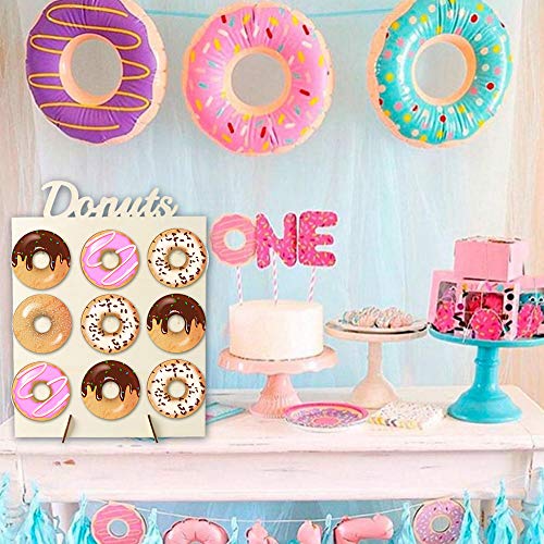 Decdeal Donut Wall Candy- Soporte de donuts con capacidad para 9 donuts. Decoración de madera para casa, bodas, entregas, fiestas de cumpleaños, fiesta de bebés