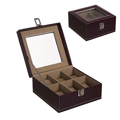 Deco Line - Caja para 6 relojes (piel sintética, 18 cm), color marrón