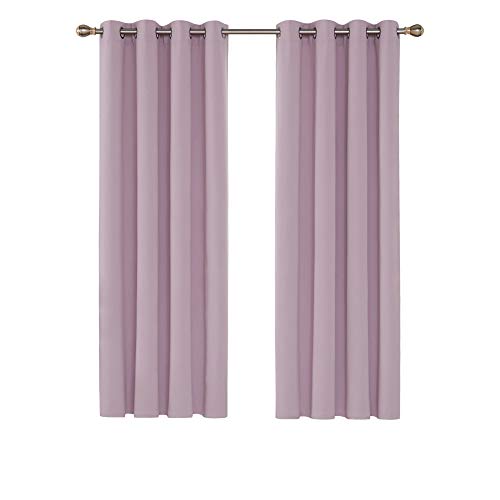 Deconovo Cortina Dormitorio con Aislamiento Térmico Tela Gruesa Color Liso Decoración Hogars con Ojales 2 Piezas 132 x 160 cm Rosa Claro