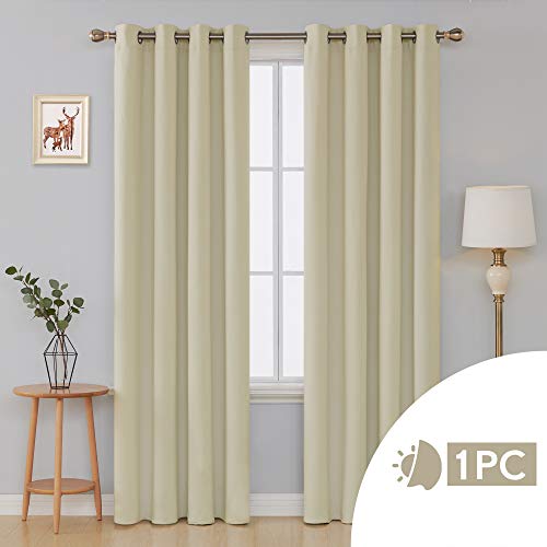 Deconovo Cortinas Salon Dormitorio Moderno Opacas Suaves para Ventanas de Color Liso 1 Pieza con Ojales 140 x 260 cm Beige Oscuro