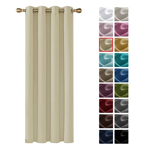 Deconovo Cortinas Salon Dormitorio Moderno Opacas Suaves para Ventanas de Color Liso 1 Pieza con Ojales 140 x 260 cm Beige Oscuro