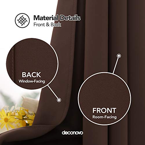 Deconovo Cortinas Salón Opacas Modernas Térmicas Aislante Decorativas con Ojales 2 Piezas 140x175cm Chocolate