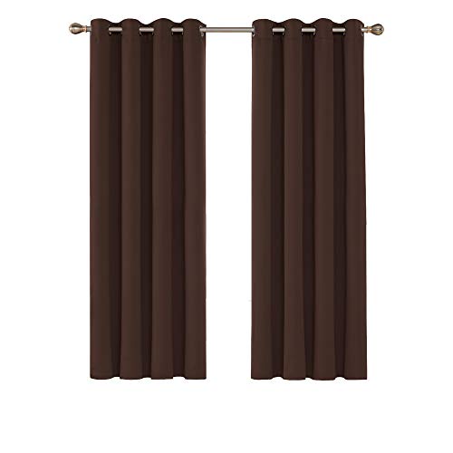 Deconovo Cortinas Salón Opacas Modernas Térmicas Aislante Decorativas con Ojales 2 Piezas 140x175cm Chocolate