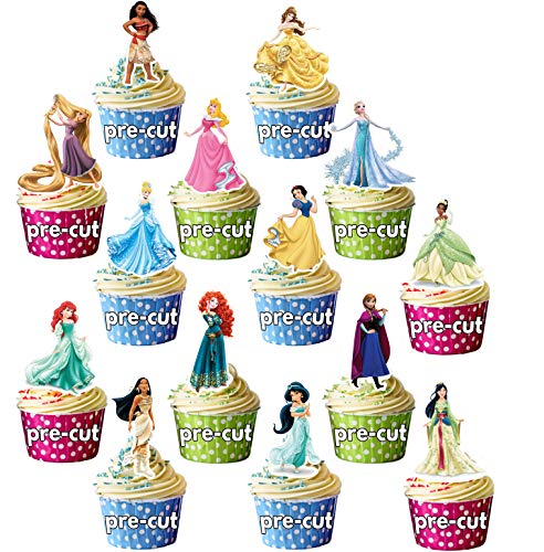 Decoración para cup cakes de las princesas Disney, 14 decoraciones comestibles de Stand Up Decorations