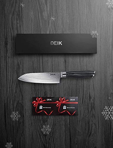 Deik Cuchillo Damasco, Cuchillos de Cocina, Hoja 16cm Acero Inoxidable de Alto Carbón Profesional Mango Ergonómico Cuchillos Japones