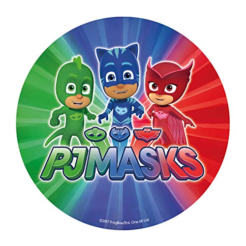 Dekora-236001 Decoracion Tartas de Cumpleaños Infantiles en Disco de Oblea de los Personajes de PJ Mask-20 cm de Diámetro, Multicolor (236001)