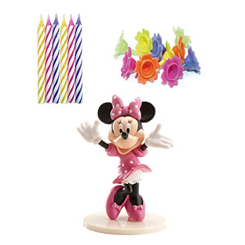 Dekora - Decoración para Tartas con la Figura de Minnie Mouse y Velas Cumpleaños, Rosa, 11 x 5 x 23 cm (303001)