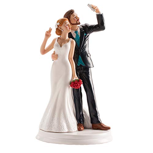 Dekora- Decoracion tartas de boda - Figuras de Novios Selfie 20 cm, Color blanco (305065)