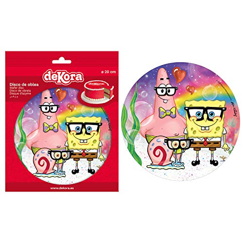 Dekora- Decoracion Tartas de Cumpleaños Infantiles en Disco de Oblea de Bob Esponja-20 cm (160160)