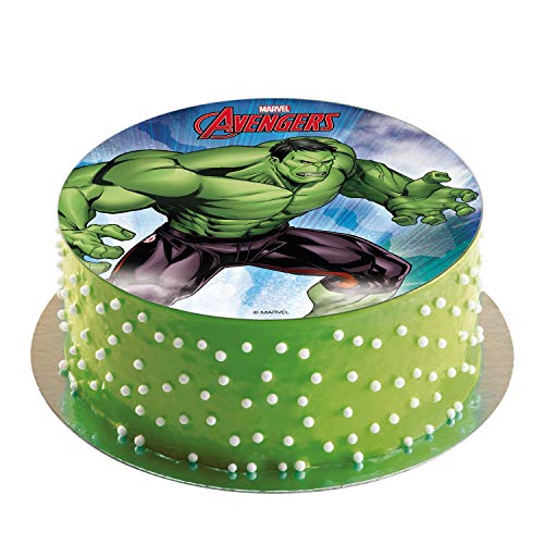 Dekora- Decoracion Tartas de Cumpleaños Infantiles en Disco de Oblea de Hulk-20 cm (114402)