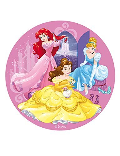 Dekora - Decoracion Tartas de Cumpleaños Infantiles en Disco de Oblea Disney Princesas - 20 cm de Diámetro