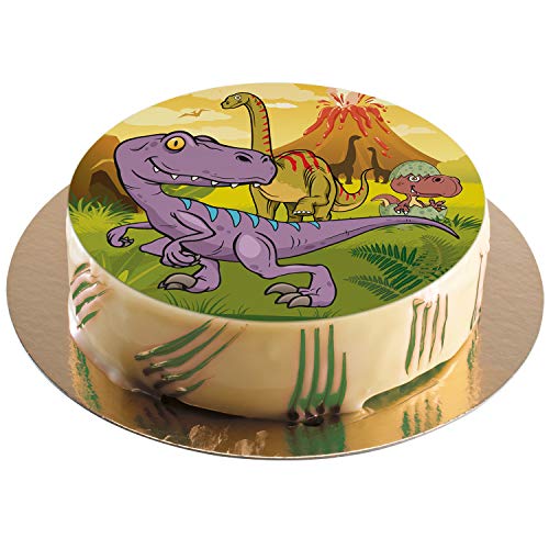 Dekora - Disco Comestible de Dinosaurio para Decoración de Tartas de Cumpleaños - 20 cm (236028)