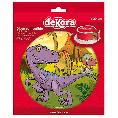 Dekora - Disco Comestible de Dinosaurio para Decoración de Tartas de Cumpleaños - 20 cm (236028)