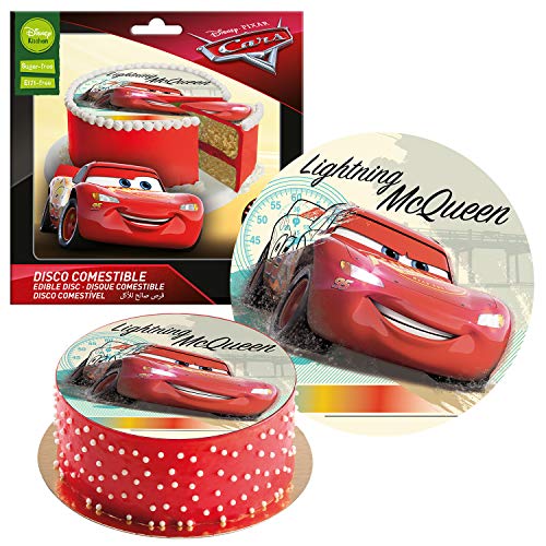 Dekora- Disco Comestible para Decoración de Tartas de Cumpleaños de Disney Cars-16 cm (231320)