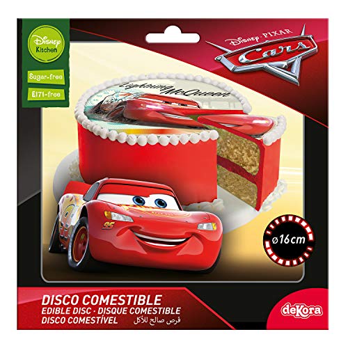 Dekora- Disco Comestible para Decoración de Tartas de Cumpleaños de Disney Cars-16 cm (231320)