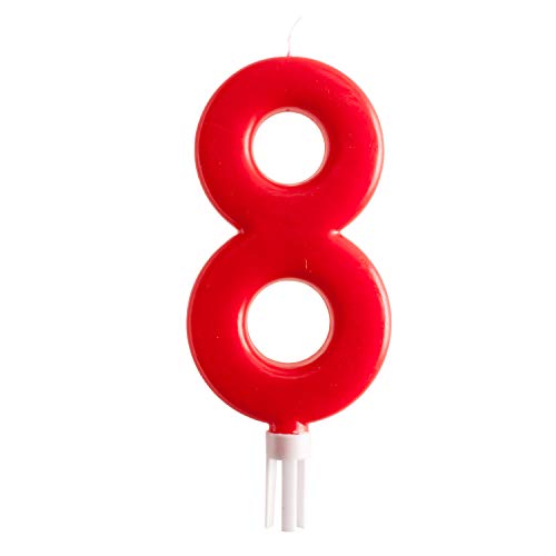 dekora - Vela de Cumpleaños Gigantes Número 8 de Color Rojo