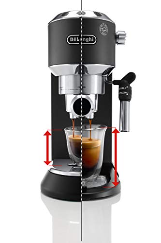 De'longhi Dedica - Cafetera de Bomba de Acero Inoxidable para Café Molido o Monodosis, Cafetera para Espresso y Cappuccino, Depósito de 1.3 Litros, Sistema Anti-goteo, EC685.BK, Negro