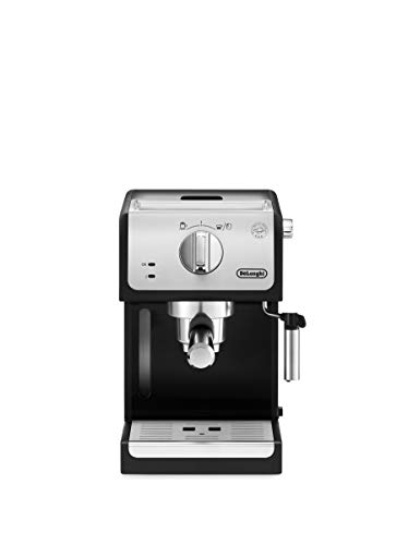 De'longhi ECP 33.21- Cafetera de Bomba Tradicional para Espresso y Cappuccino, para Café Molido y Monodosis, 2 Tazas Simultáneamente, Depósito de Agua de 1.1 l, 1100 W, Negro y Plata