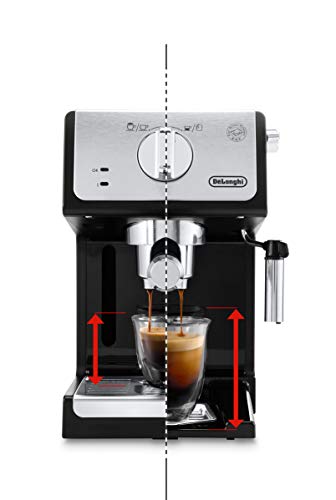 De'longhi ECP 33.21- Cafetera de Bomba Tradicional para Espresso y Cappuccino, para Café Molido y Monodosis, 2 Tazas Simultáneamente, Depósito de Agua de 1.1 l, 1100 W, Negro y Plata