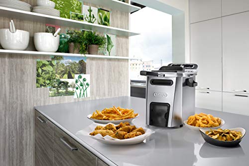 DeLonghi F44532CZ Solo - Freidora Independiente de Acero Inoxidable, 5 L, 3200 W, 1,5 kg, Negro