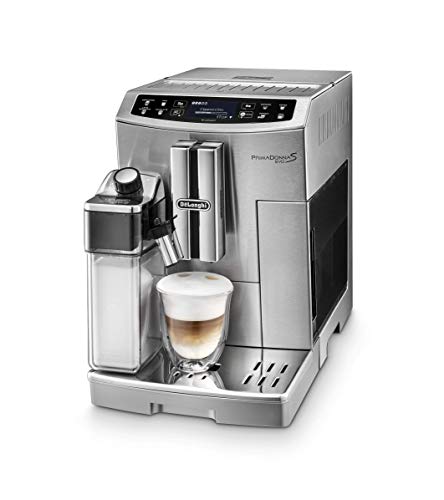 De'Longhi PrimaDonna S EVO - Cafetera Automática Controlable desde Smartphone, Espresso y Cappuccino, Pantalla LCD Táctil, Sistema Latte Crema, Limpieza Automática, ECAM 510.55.M, Plata