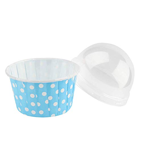 Denkerm Cupcake Liners Paper, Muffin Cases Cup, Food Grade Elegant Mini Round for Wedding Baby Shower Holiday Party(Blue)