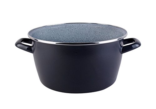 Desconocido Magefesa Dolomiti Olla 24 cm de Acero esmaltado con Tapa, Antiadherente Multicapa Efecto Piedra, Color Exterior. Apta para Todo Tipo de cocinas incluida inducción, Gris Marengo, 24