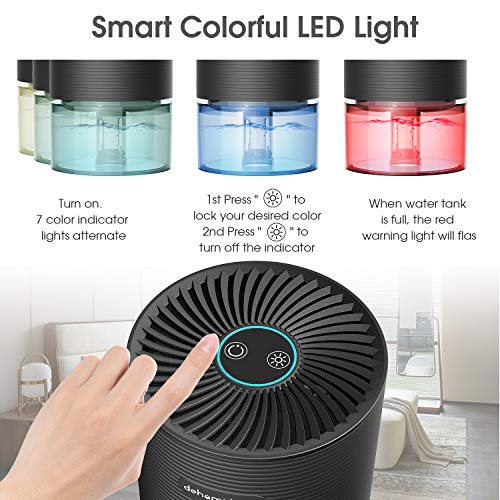 Deshumidificador portátil, Mini deshumidificador 750 ml, luz de ambiente de 7 colores, apagado automático, ahorro de energía, buena ayuda para el dormitorio / escritorio para mejorar el medio ambiente