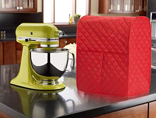 DesignerBox - Funda para mezclador de cocina (piel), diseño de caja de cuero con colección de diamantes, para KitchenAid para mantener limpio y seguro (rojo)