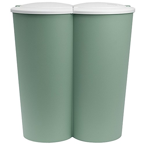 Deuba Cubo de Basura Verde 50L 2x25L basurero Interior Cocina para residuos Reciclaje 2 Compartimentos Doble contenedor