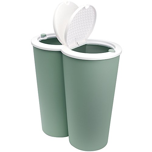 Deuba Cubo de Basura Verde 50L 2x25L basurero Interior Cocina para residuos Reciclaje 2 Compartimentos Doble contenedor