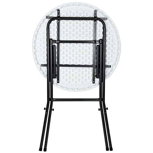 DEUBA Mesa alta plegable redonda de bar Blanca Ø 80cm altura 110cm Plástico para jardín fiestas celebraciones bodas