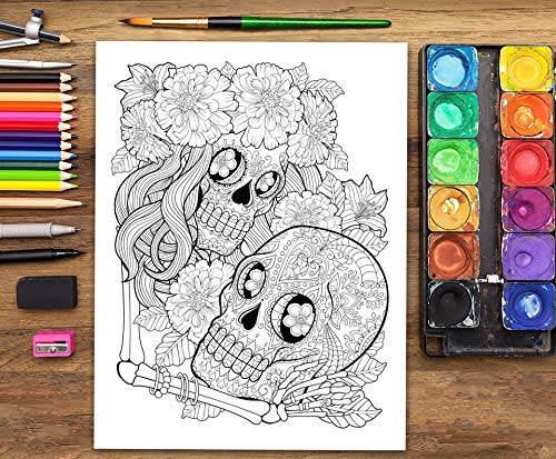 Dia De Los Muertos: Libro De Colorear Para Adultos: Calaveras de azúcar (Día de los Muertos)