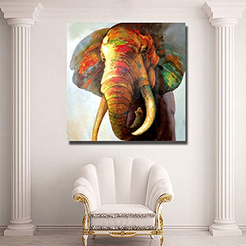 Dibujado a Mano Pintura al óleo Lienzo Elefante Retrato Marfil Animales Decoración Cuadro Hogar Pared Arte Regalos,NoFrame,70x80cm