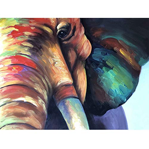 Dibujado a Mano Pintura al óleo Lienzo Elefante Retrato Marfil Animales Decoración Cuadro Hogar Pared Arte Regalos,NoFrame,70x80cm