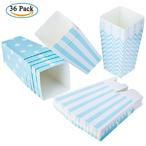 Diealles 36PCS Mini Caja de Fiesta de Palomitas Contenedor de Dulces para Los Bocados del Partido, Los Dulces, Las Palomitas y Los Regalos - Azul