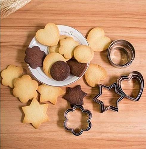 Digead Moldes Galletas Juego - 24 Piezas - Acero Inoxidable Moldes para Galletas, Hexágono/estrella/círculo/rectángulo/triángulo/corazón/óvalo/flor