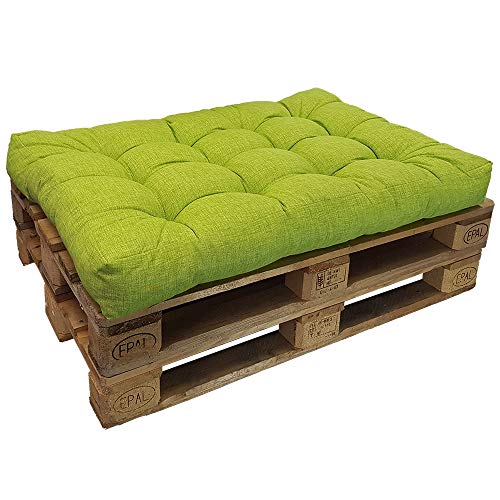 DILUMA Cojin para palés Confort - Cojin de Asiento o Respaldo para sofás palets - Repelente a Las Manchas (NO ES UN Set!), Variante:1x Asiento 120x80 cm, Color:Verde Manzana